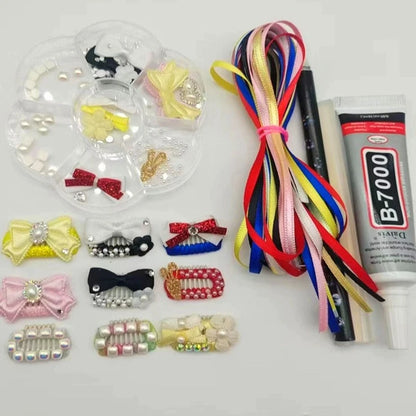 Pet Hair Clip Silk Ribbon And Bead DIY Kit