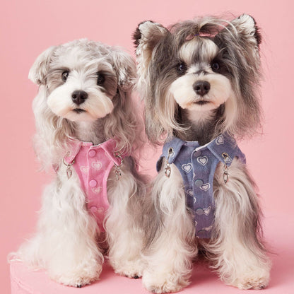 Denim Sleeveless Dog Vest With Heart Accents