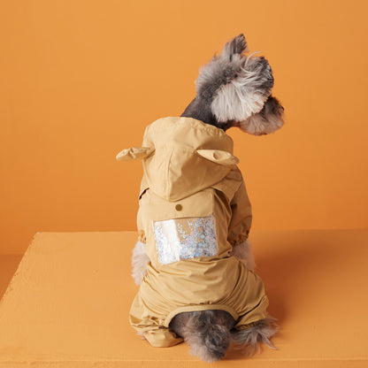 Cute Camel Dog Raincoat With Bear Ears